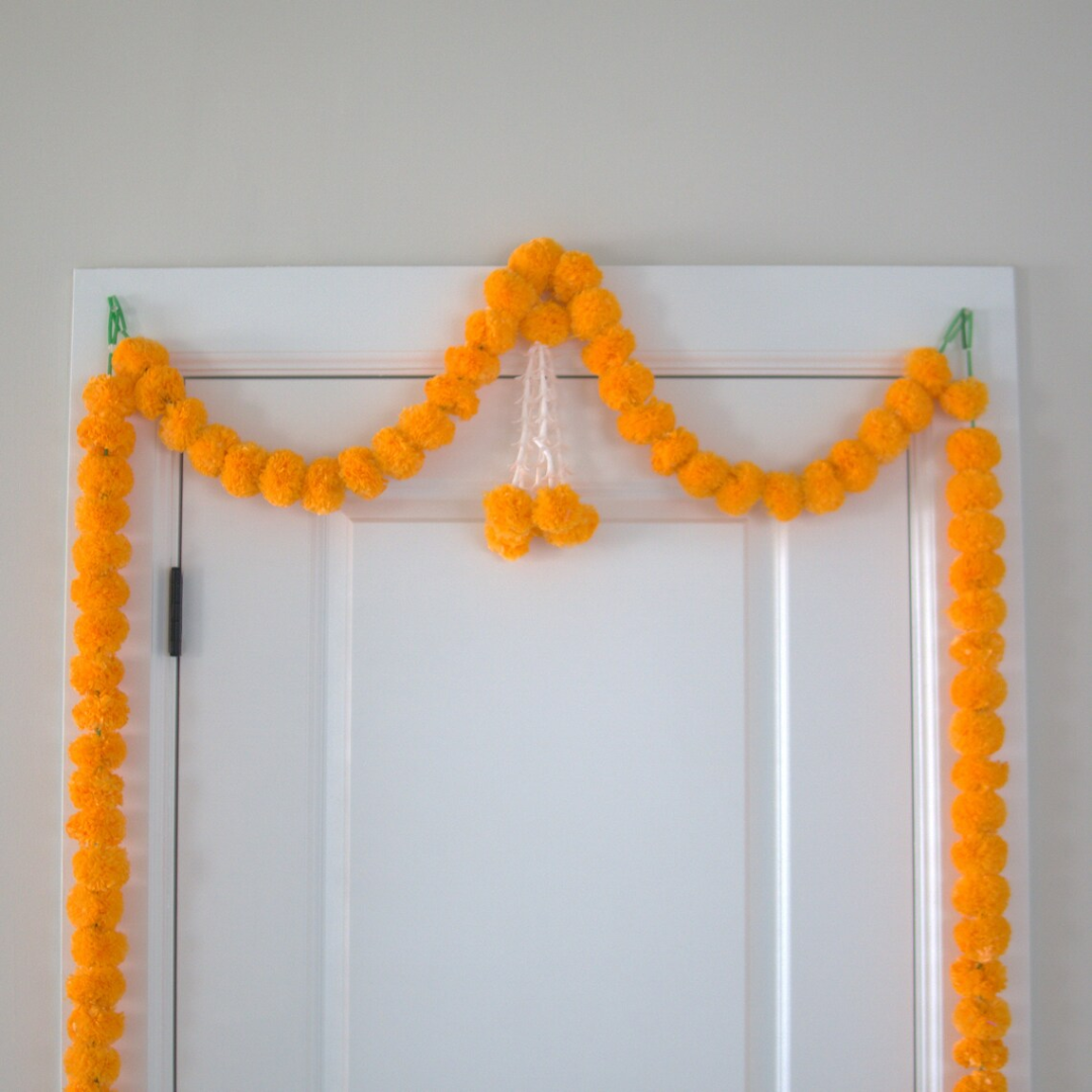 Mango Marigold Door Hanging with Side Garlands – Indian Toran for Home Decor
