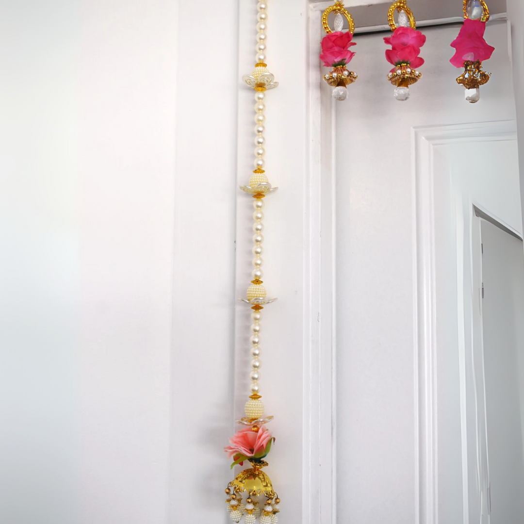 Pink Lotus Pearl Toran – Door Hanging Decoration Set