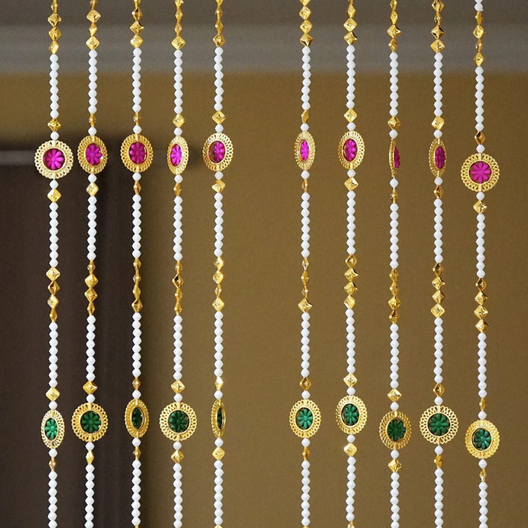 Colorful Beaded Curtain Set – Boho Window & Door Valance