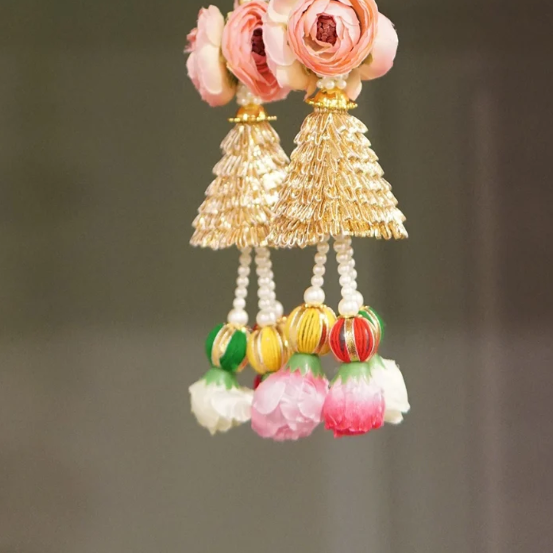 Hand-Painted Peacock Hanging with Pearls & Flowers – Indian Festival Decor