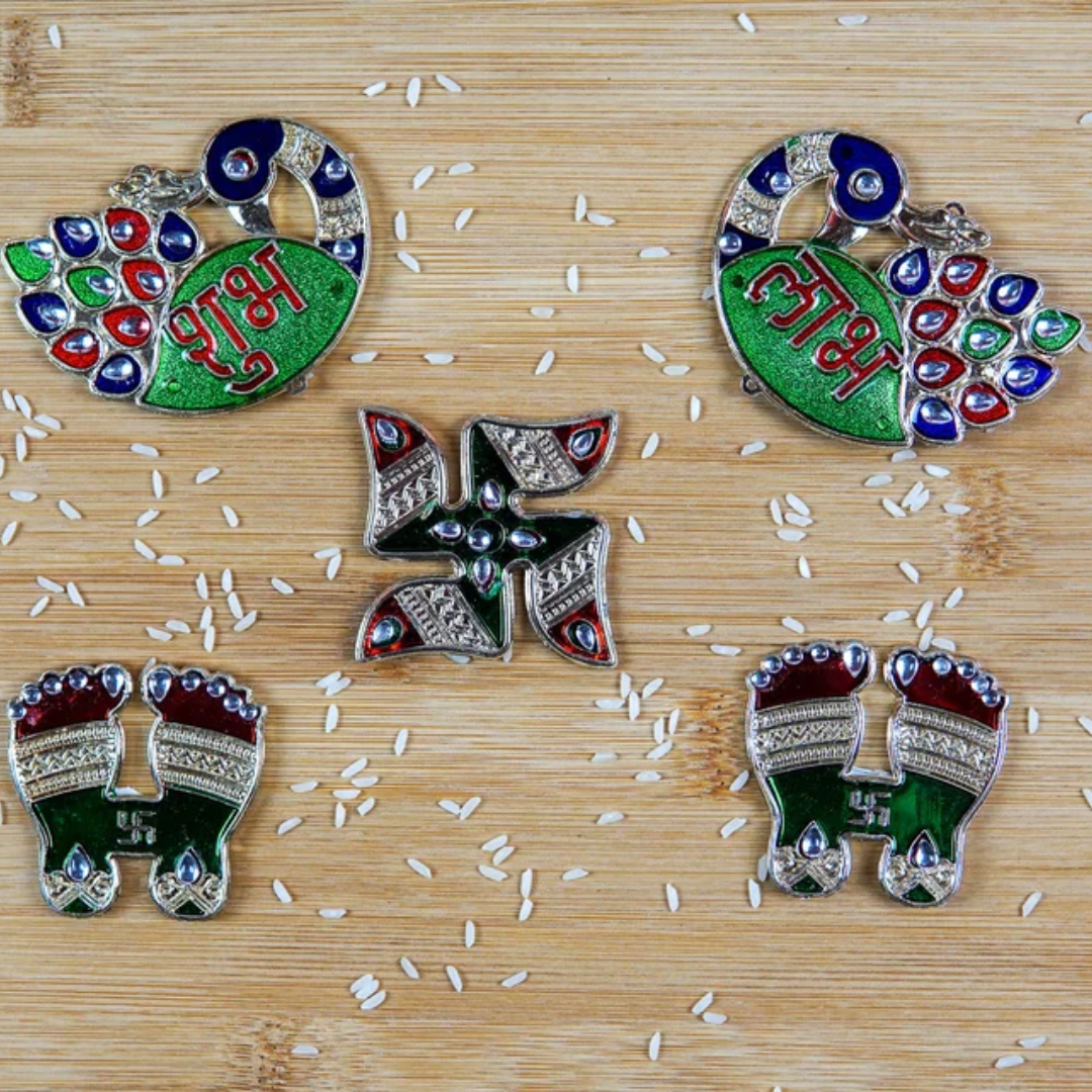 Diwali Combo Gift Set – Shubh Labh, Swastika, Lakshmi Charan, Gift Bag & Card