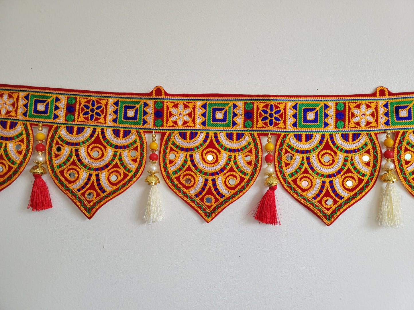 Bohemian unique bring toran for home decoration with colorful silk tassels, embroidered gypsy curtain, hippie door frame, Indian handmade ethnic tapestry. Great gift and decor for Diwali, house warming and auspicious events