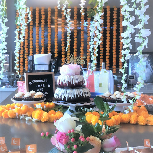 5 PC - 4.5 feet Orange Marigold Garland | Party, Wedding Photo Backdrop - Aangan of India