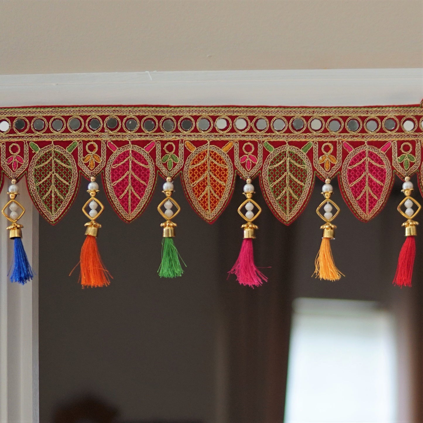 Indian ethnic toran with mirrorwork and silk tassels - Aangan of India