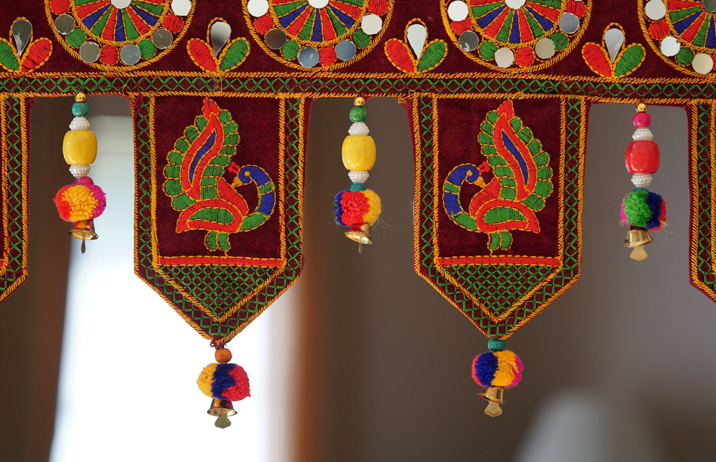 Indian embroidered peacock home decor - Aangan of India