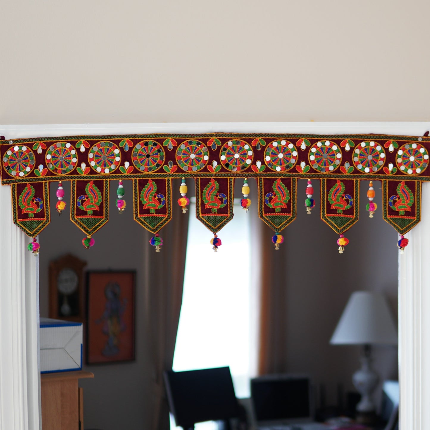 Indian embroidered peacock home decor - Aangan of India