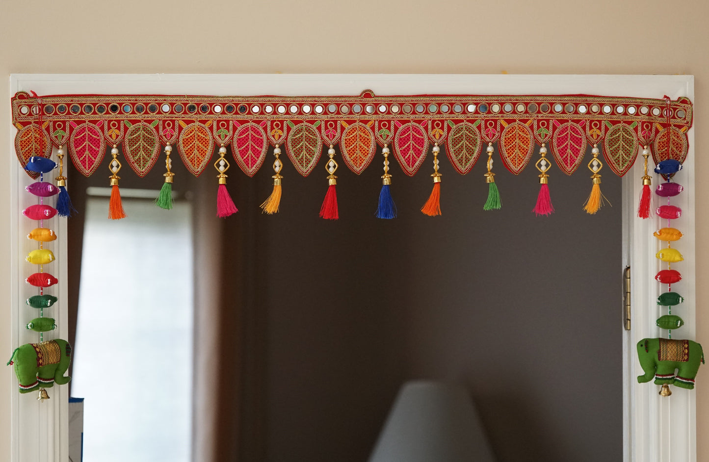 Indian ethnic toran with mirrorwork and silk tassels - Aangan of India