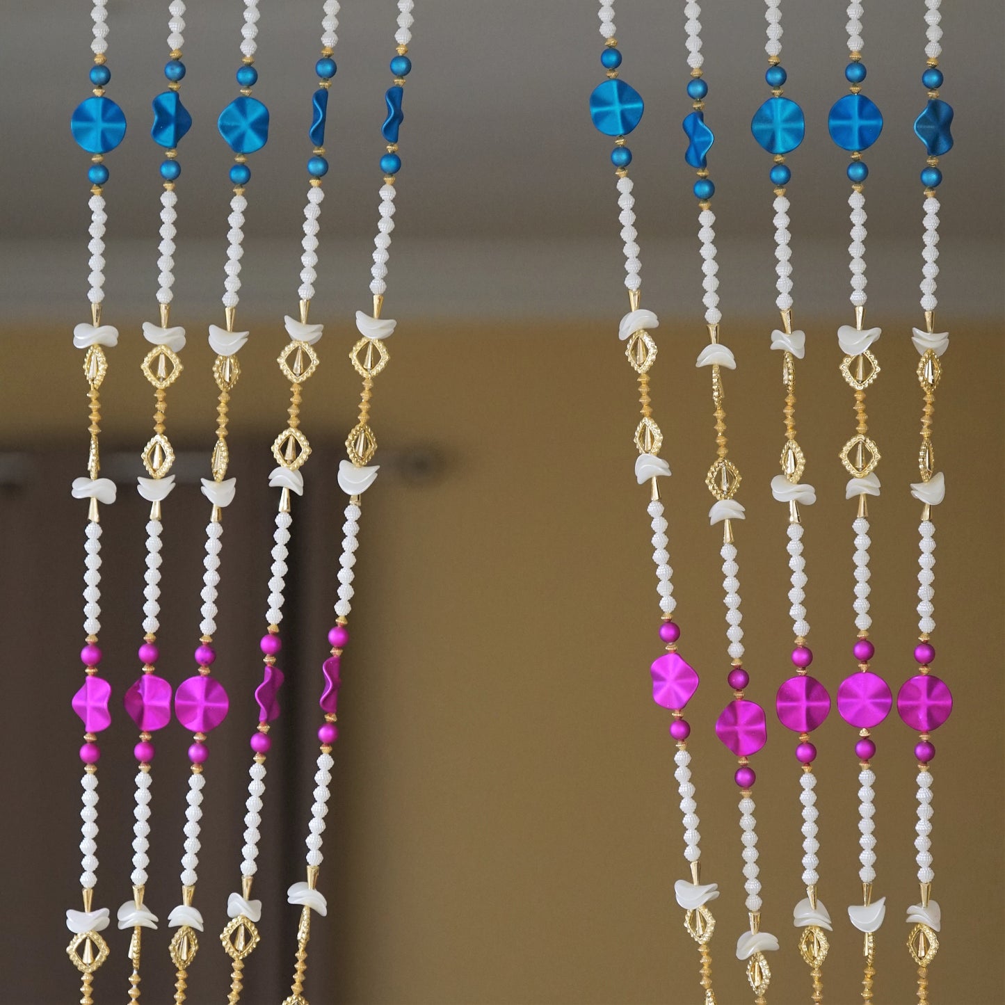 10 PC Colorful bead flowers curtains with pearl beads and golden beads