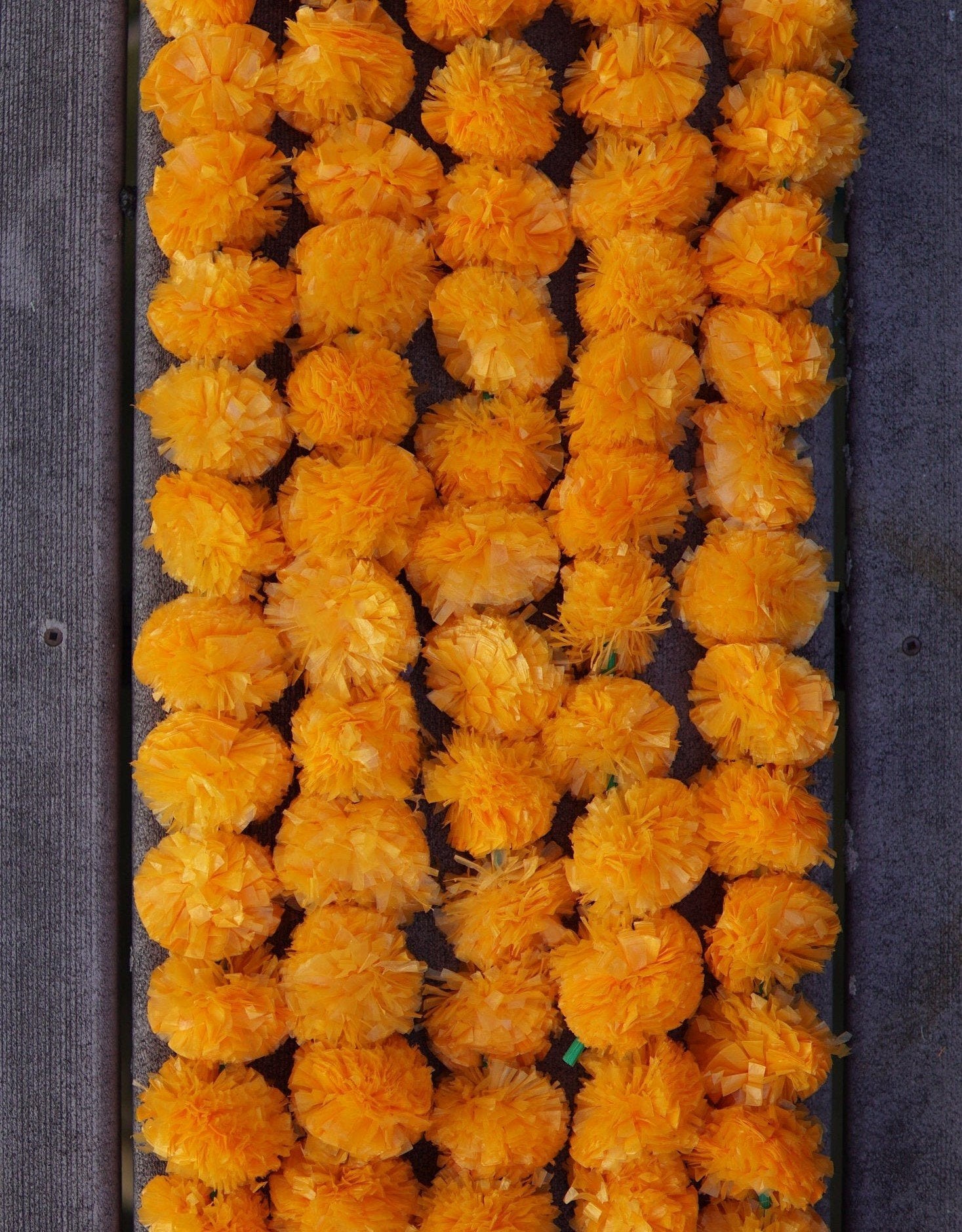 5 PC - 4.5 feet Orange Marigold Garland | Party, Wedding Photo Backdrop - Aangan of India