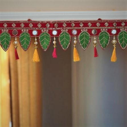 Bohemian embroidered gypsy Indian hippie door frame with mirror work and  silk thread tassels – Aangan of India