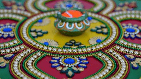 Table top candle decoration with 1 PC clay wax diya - Aangan of India