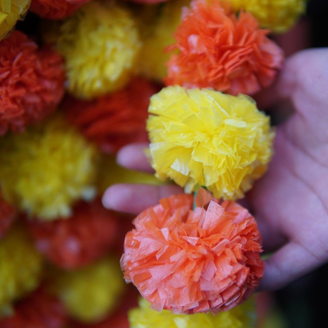 yellow marigold garland
