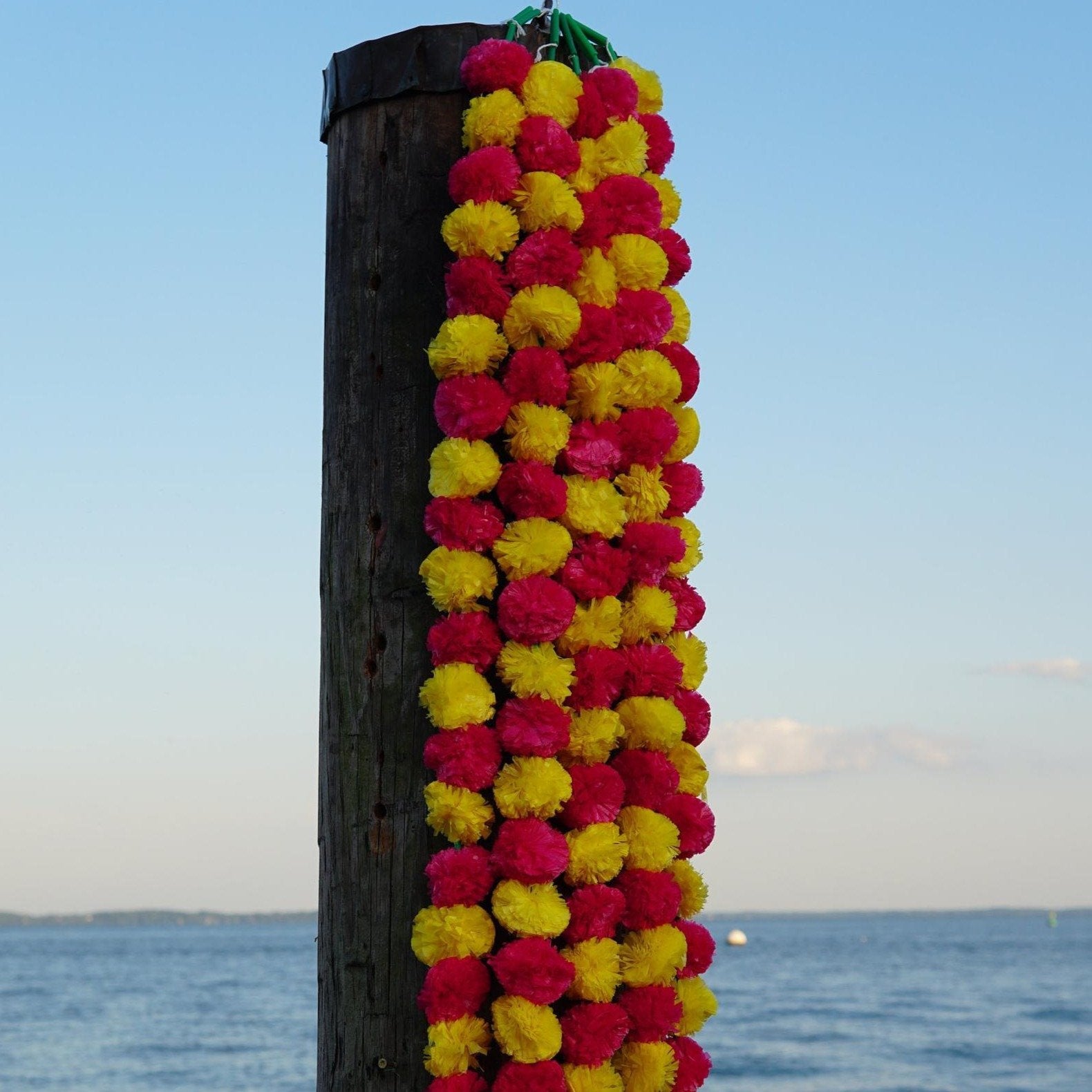 5 PC - 4.5 feet Dark Pink Yellow Garland | Party, Wedding or Photo Backdrop - Aangan of India