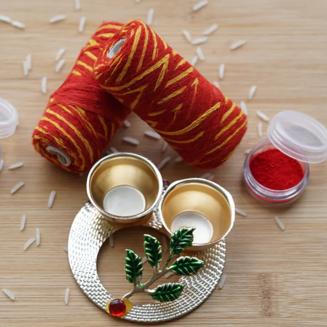 2 Pc Kalava Raksha Dhaga – Red & Yellow Sacred Cotton Mauli