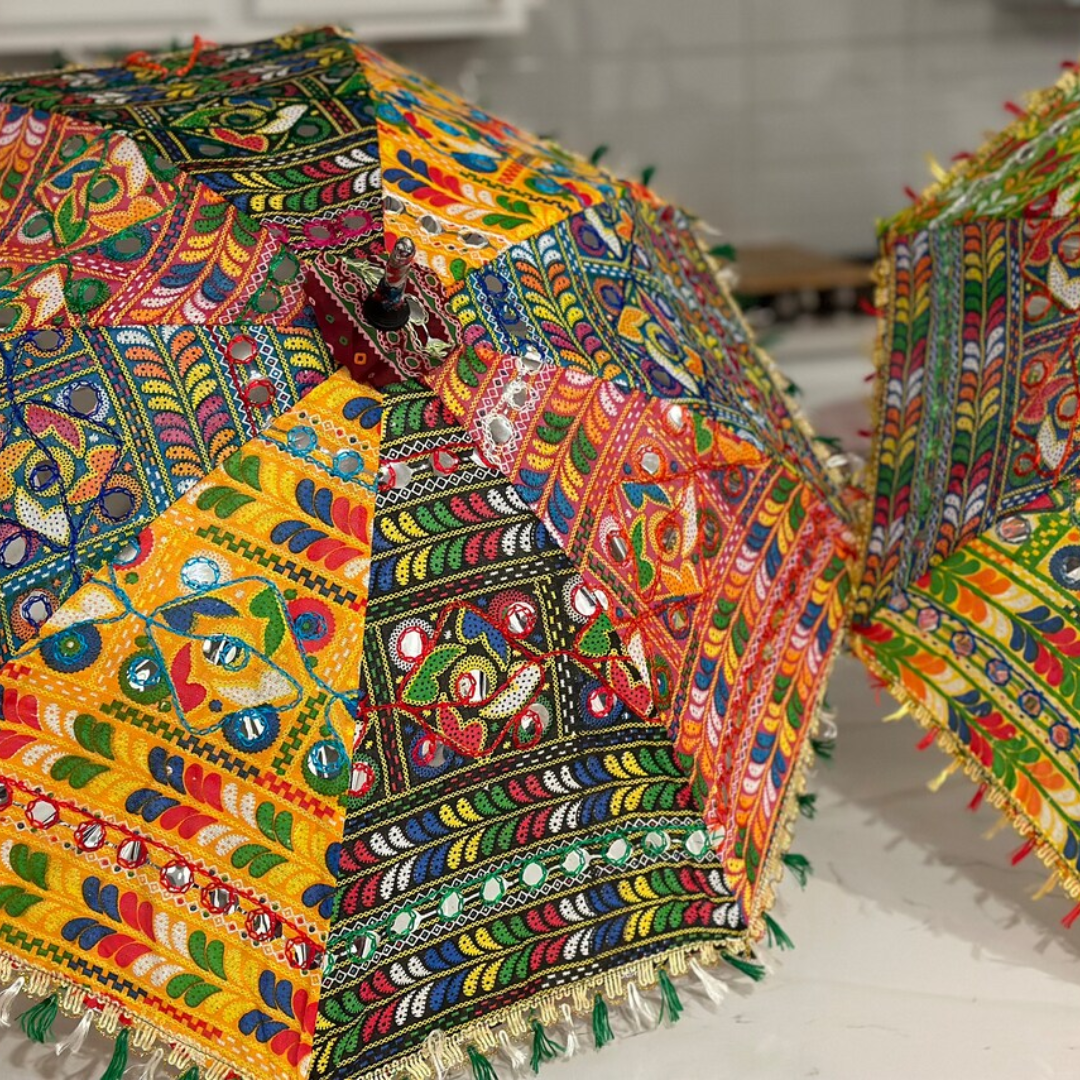 5 Pc Indian Wedding Umbrella Decoration Set – Colorful Boho Decor