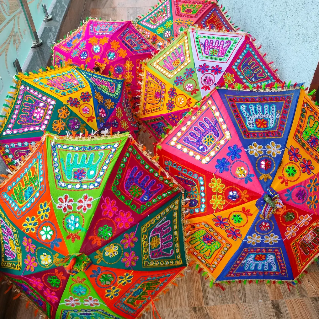 10 Pc Indian Wedding Umbrella Decoration Set – Vibrant Boho Party Decor