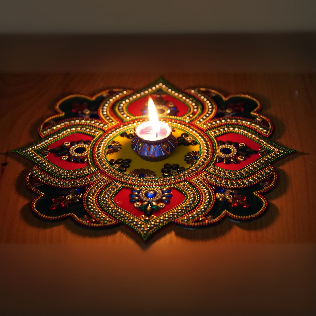 Table top candle decoration with 1 PC clay wax diya