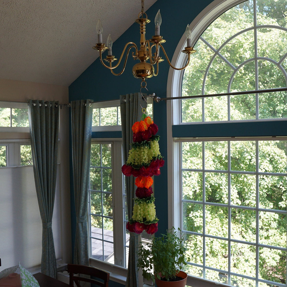 Artificial Flower Hanging Chandelier for Wedding and Party Decor - detail 2