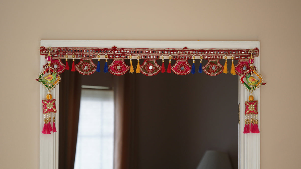 Wooden Parrot Hangings with Silk Tassels - Pair, 10 Inches