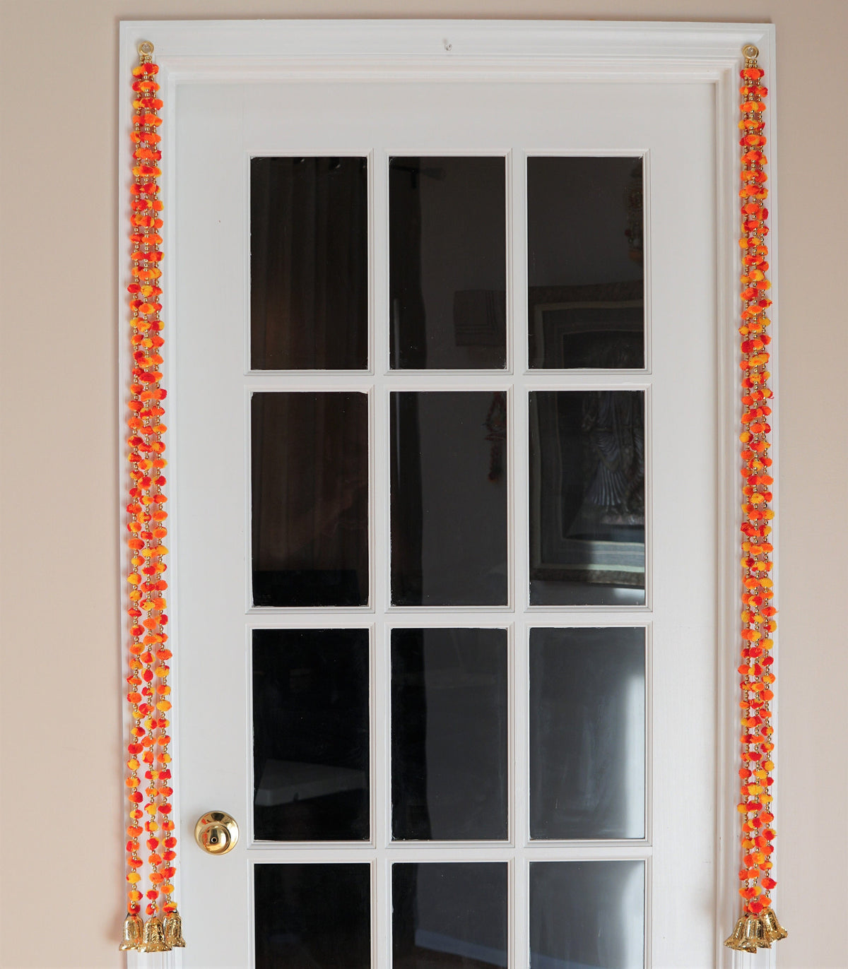 Orange & Yellow Pom-Pom Garland Strings - Choose 2 or 5 - original product photograph; check selected pack contents