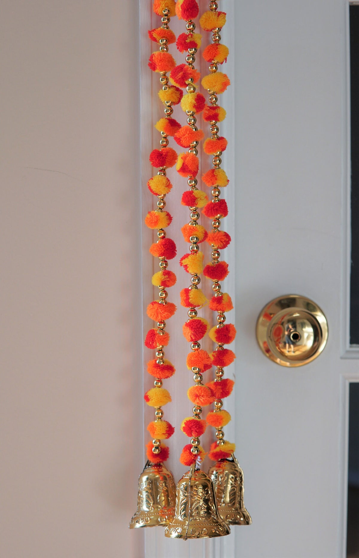 Orange & Yellow Pom-Pom Garland Strings - Choose 2 or 5 - original product photograph; check selected pack contents