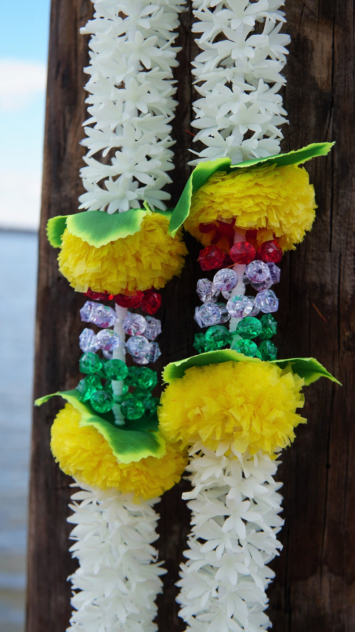 Jasmine Garland Hangings with Red & Yellow Flowers - Pair, 2.5 Feet - original product photograph