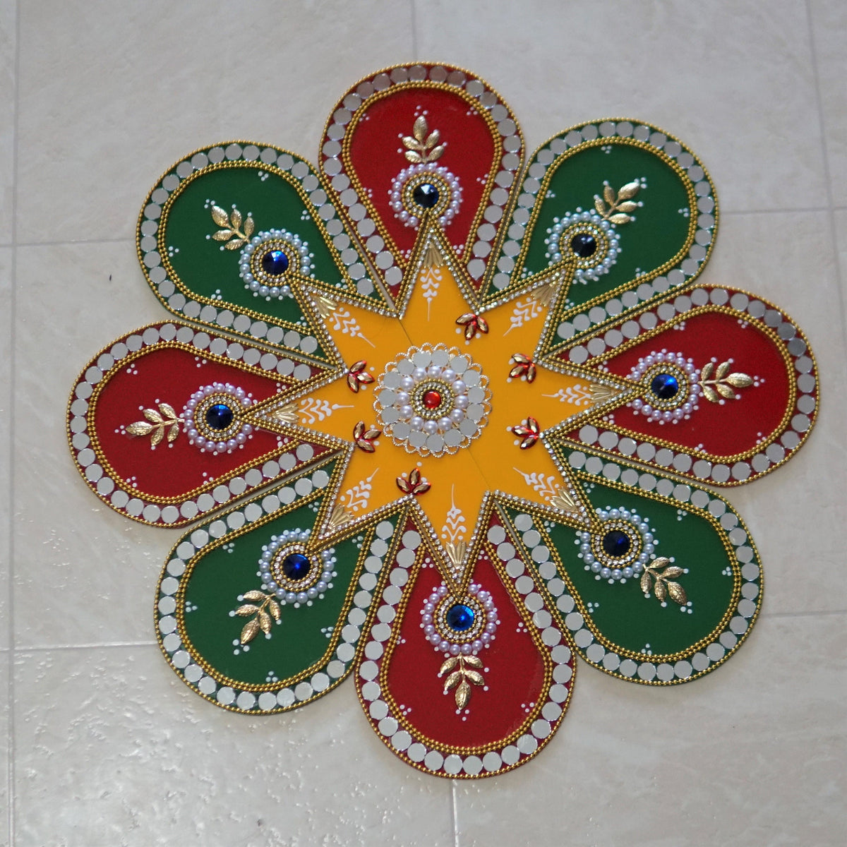 Multicolor Petal Rangoli Set with 8 Clay Wax Diyas - detail 2