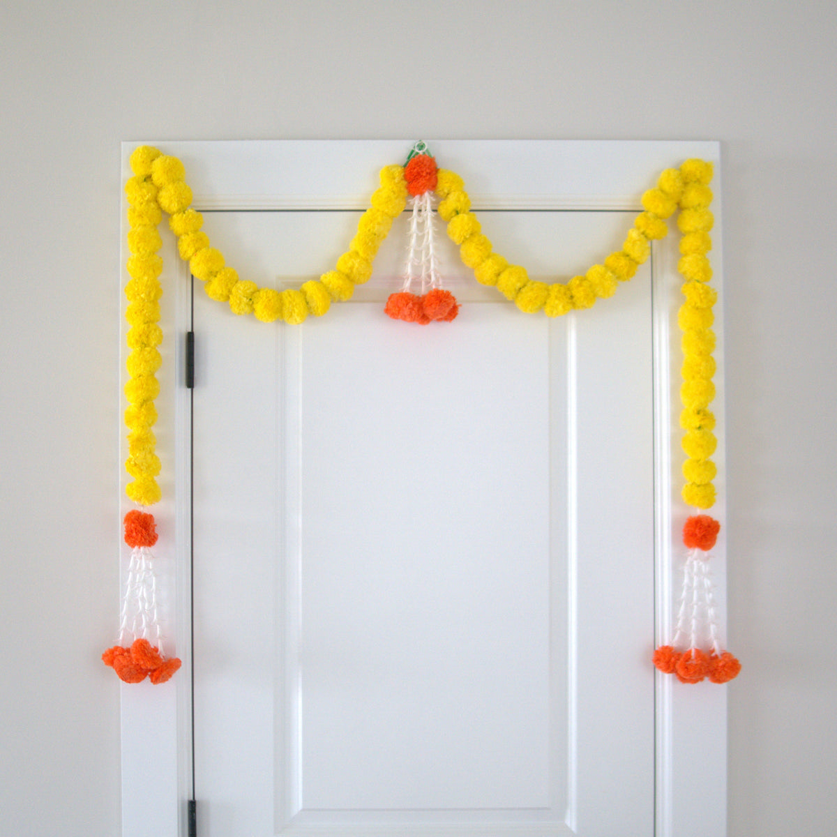 Yellow Marigold Door Garland with Orange Accents - 10 Feet