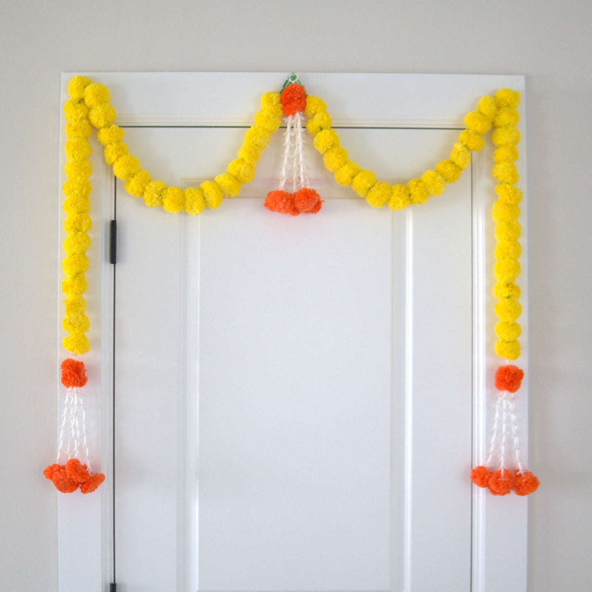 Yellow Marigold Door Garland with Orange Accents - 10 Feet