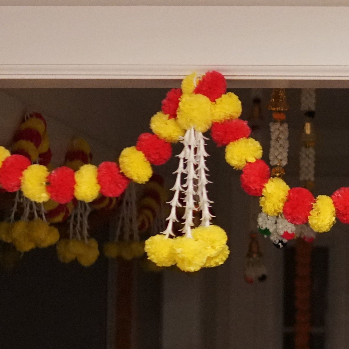 Yellow & Red Marigold Door Garland - 10 Feet