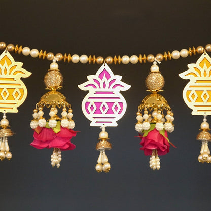 Beautiful Diwali decoration. Kalash golden  toran made with premium beads and by hand. Perfect toran for Diwali, house warming for return gift
