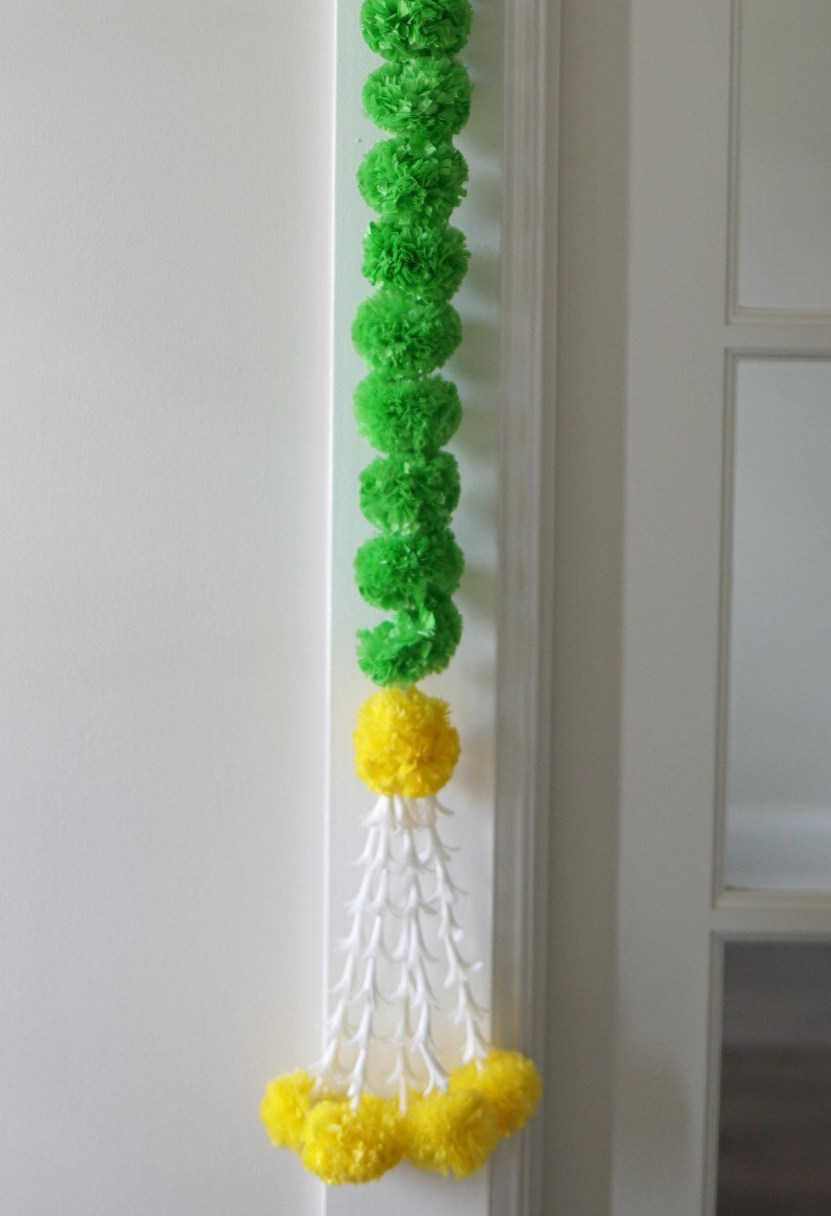 Green & Yellow Floral Garlands - 5 Strings, 5 Feet