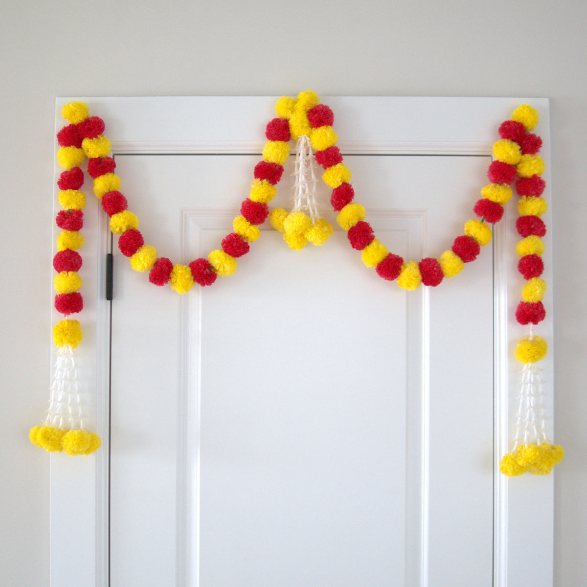 Yellow & Red Marigold Door Garland - 10 Feet