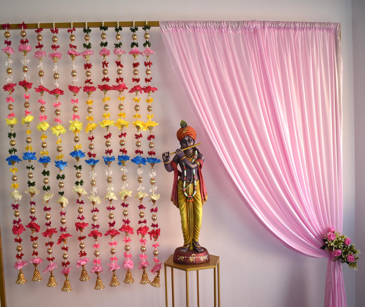 Multicolor Flower & Pearl-Style Garland Strings - Pair, 5 Feet - original product photograph; styled scenes may use multiple pairs