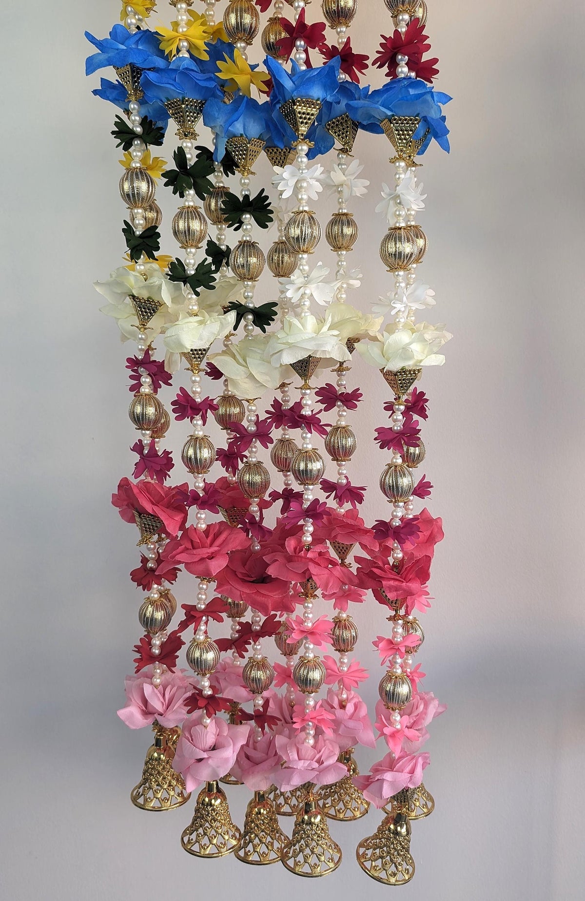 Multicolor Flower & Pearl-Style Garland Strings - Pair, 5 Feet - original product photograph; styled scenes may use multiple pairs