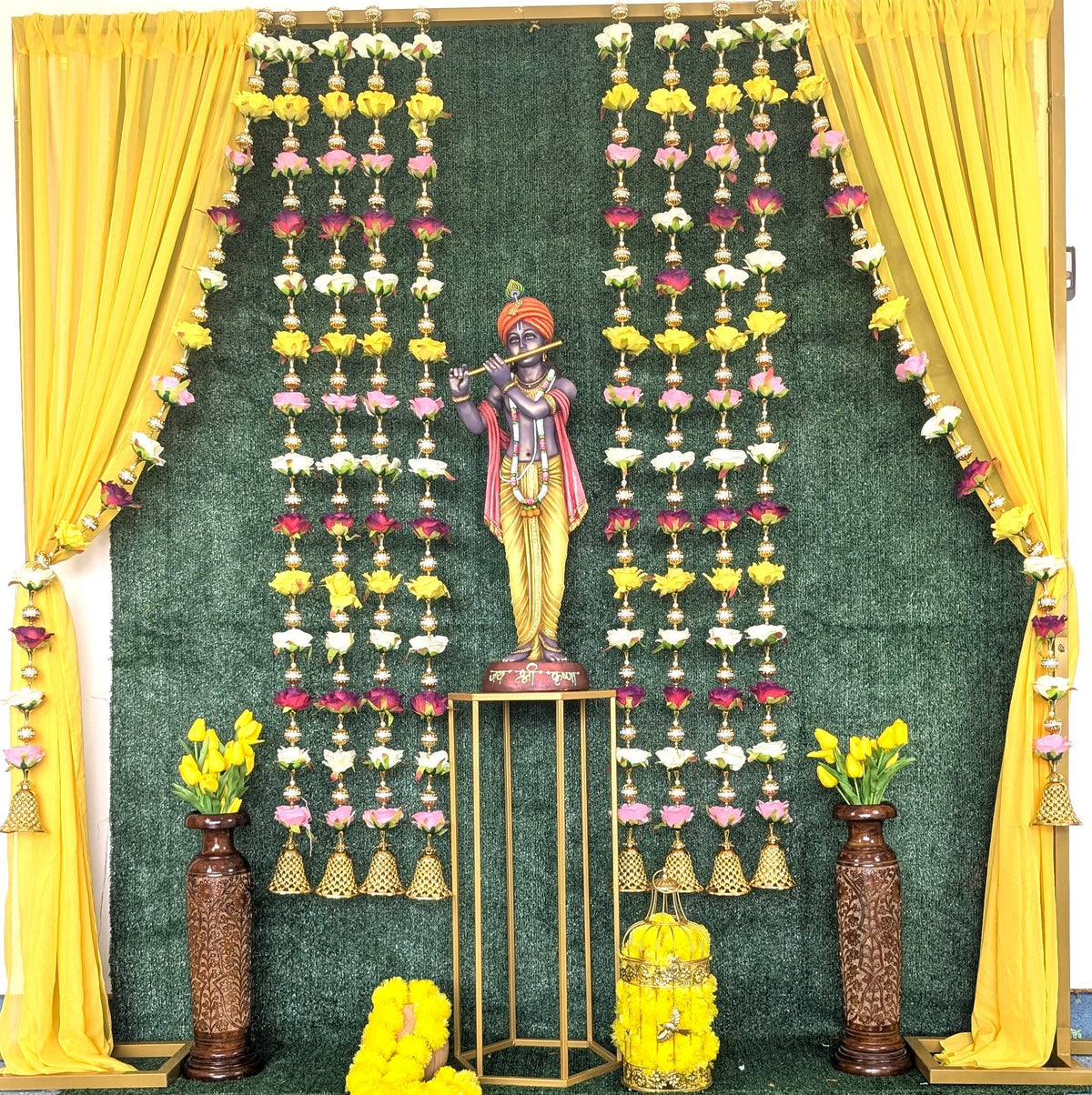 Multicolor Rose & Bead Garland Strings - Pair, 5 Feet - original product photograph; styled scenes may use multiple pairs