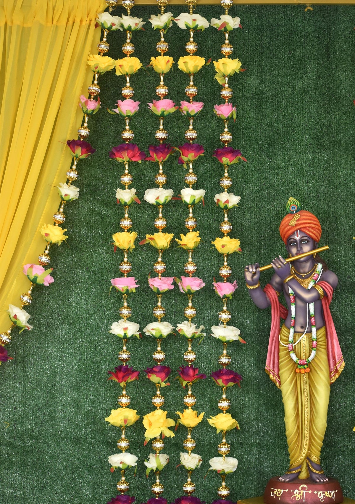 Multicolor Rose & Bead Garland Strings - Pair, 5 Feet - original product photograph; styled scenes may use multiple pairs