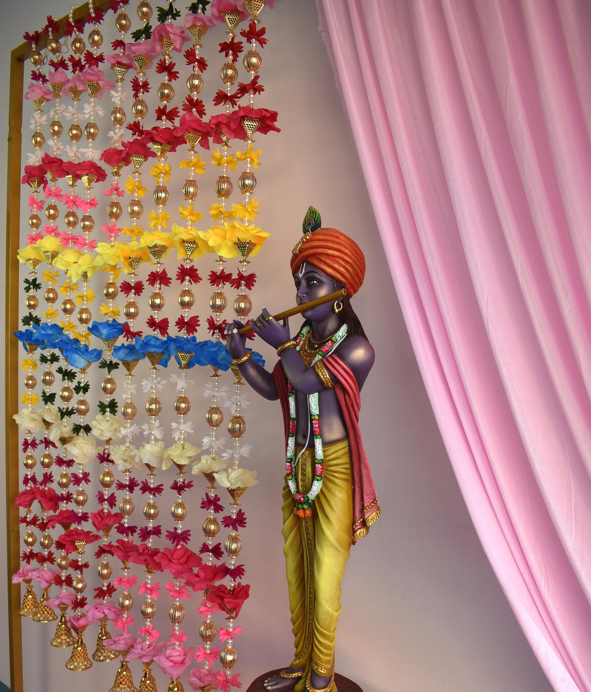 Multicolor Flower & Pearl-Style Garland Strings - Pair, 5 Feet - original product photograph; styled scenes may use multiple pairs