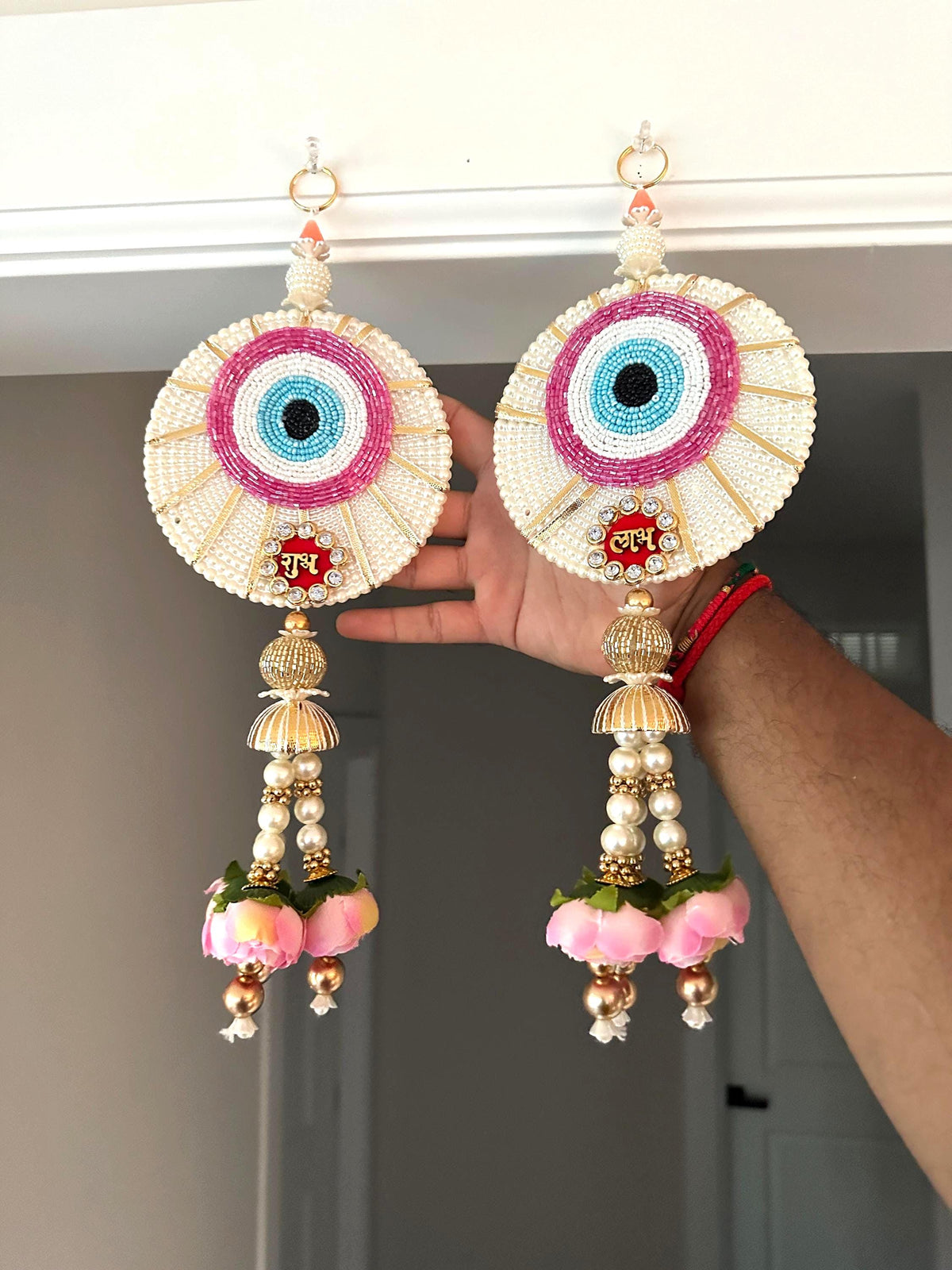 Shubh Labh Evil Eye Door Hangings - Lotus Pair - detail 3