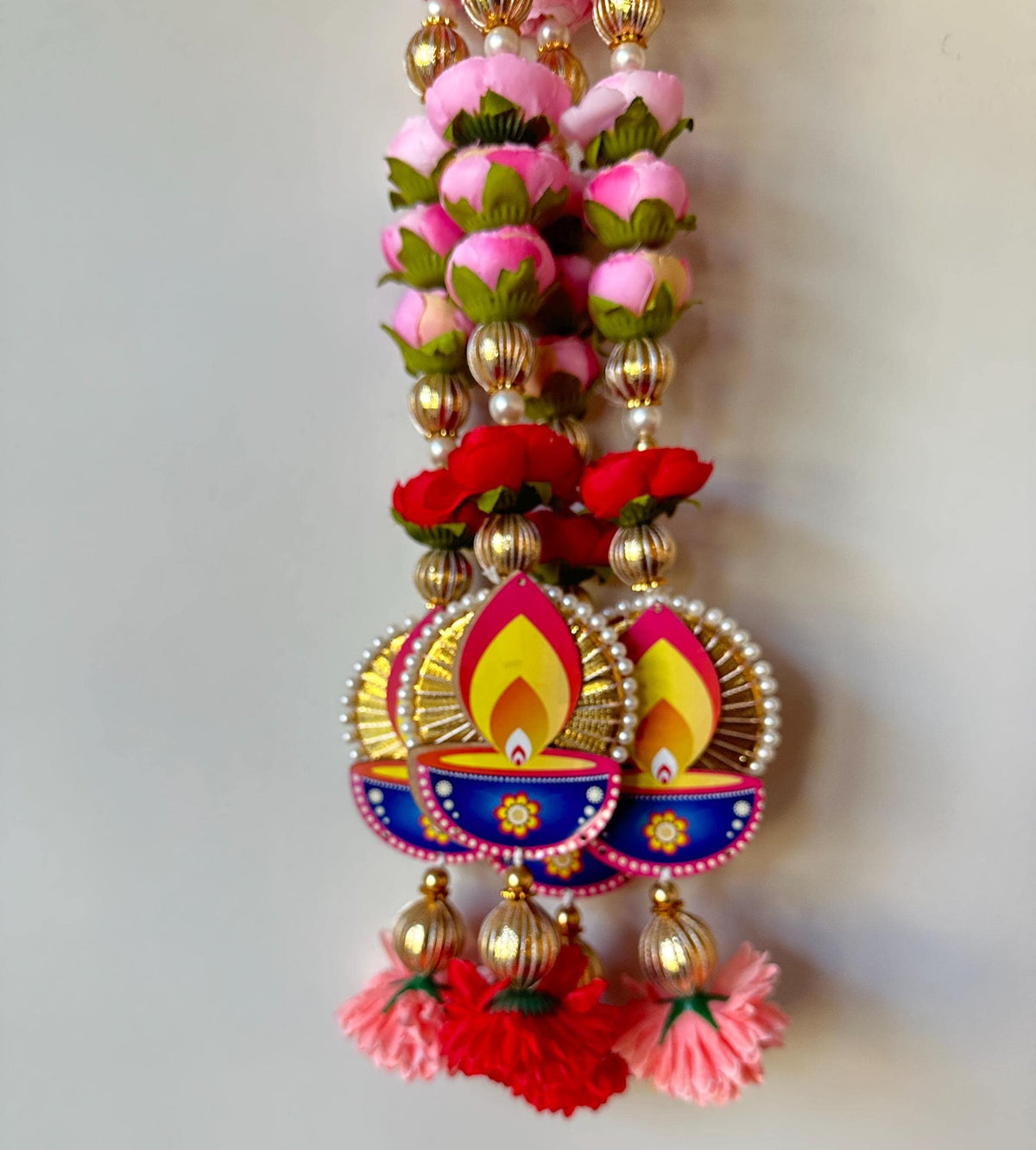 Floral Diya Hanging Ornaments - Pair, 9 Inches - original product photograph