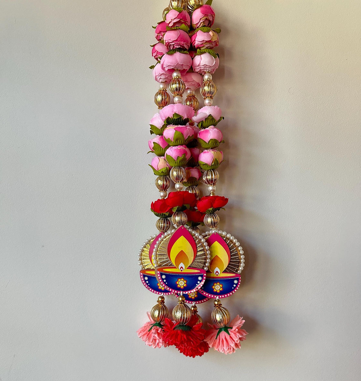 Floral Diya Hanging Ornaments - Pair, 9 Inches - original product photograph
