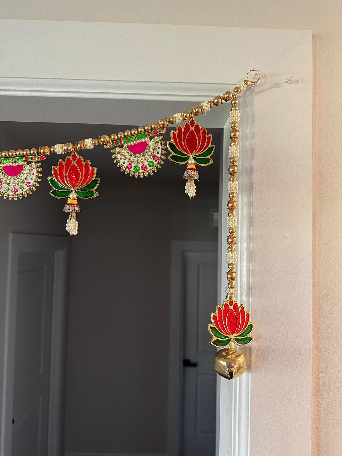 Lotus Beaded Door Toran with Side Hangings - 3 Ft - detail 5