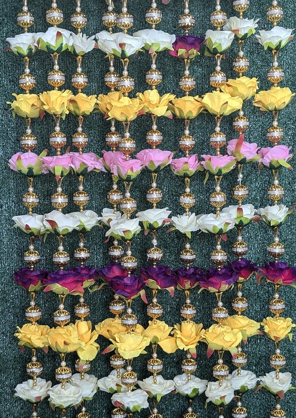 Multicolor Rose & Bead Garland Strings - Pair, 5 Feet - original product photograph; styled scenes may use multiple pairs