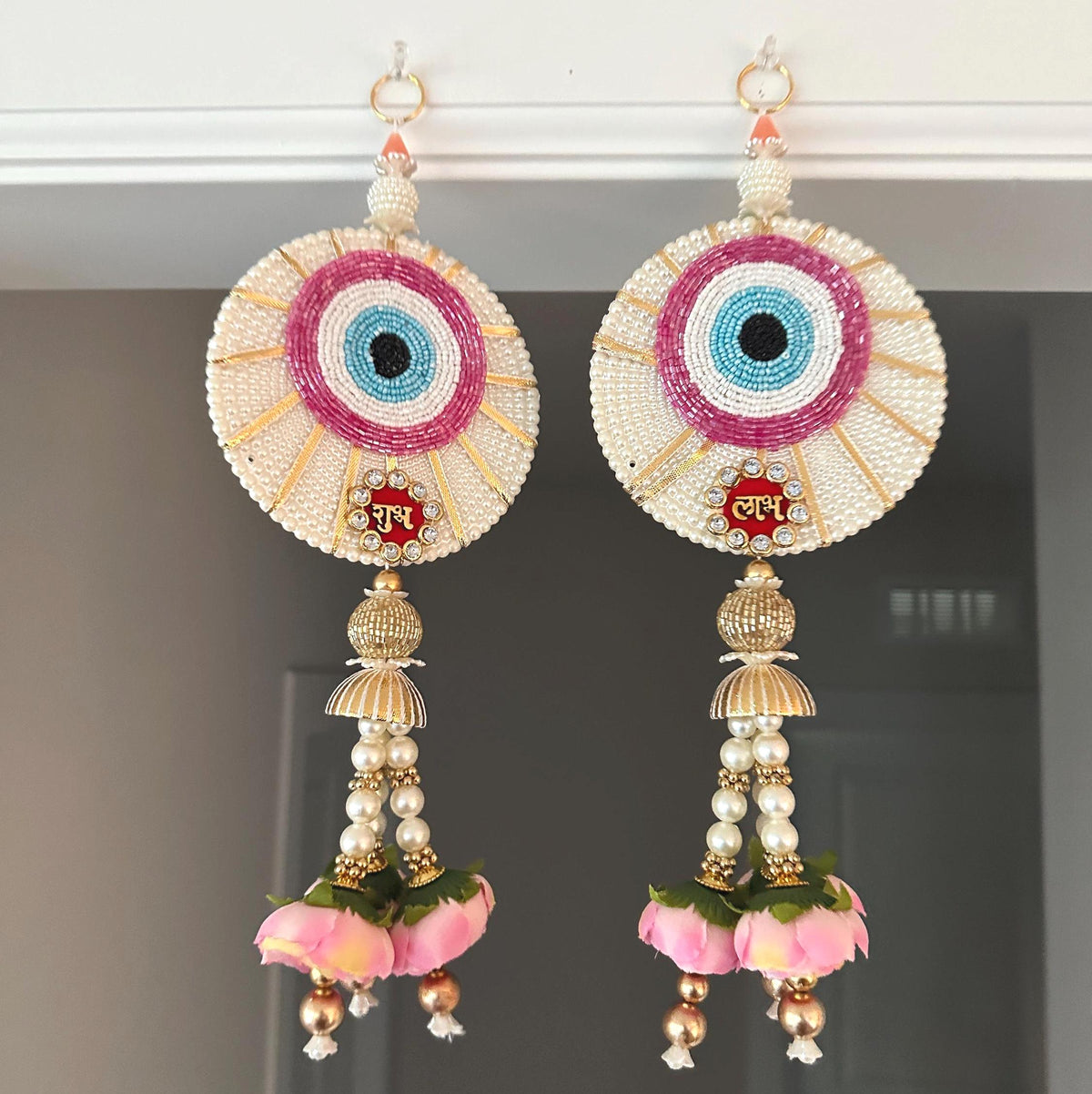 Shubh Labh Evil Eye Door Hangings - Lotus Pair
