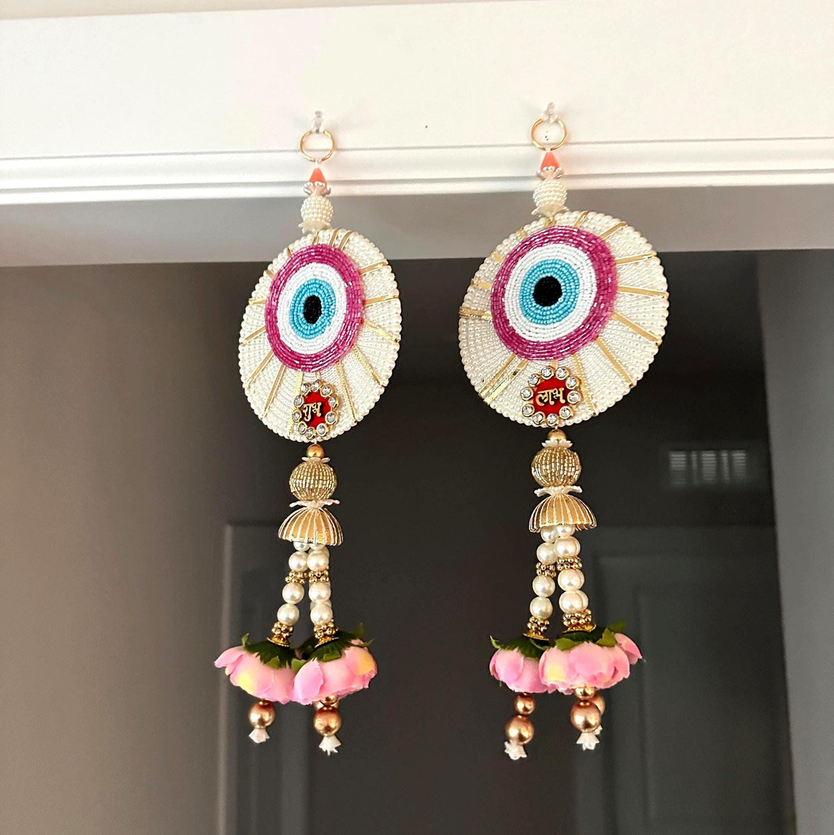 Shubh Labh Evil Eye Door Hangings - Lotus Pair - detail 2