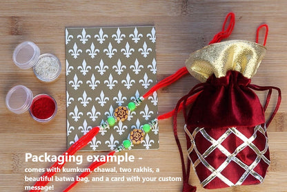 Our gift packaging example for rakhi shipping. Send rakhi to your brother directly.