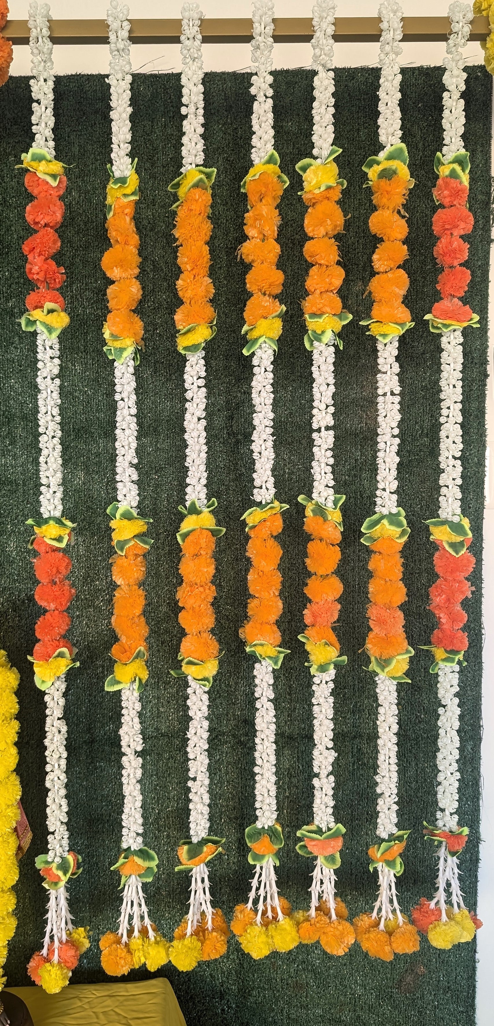 Jasmine and marigold Garland with latkan at the end of string
