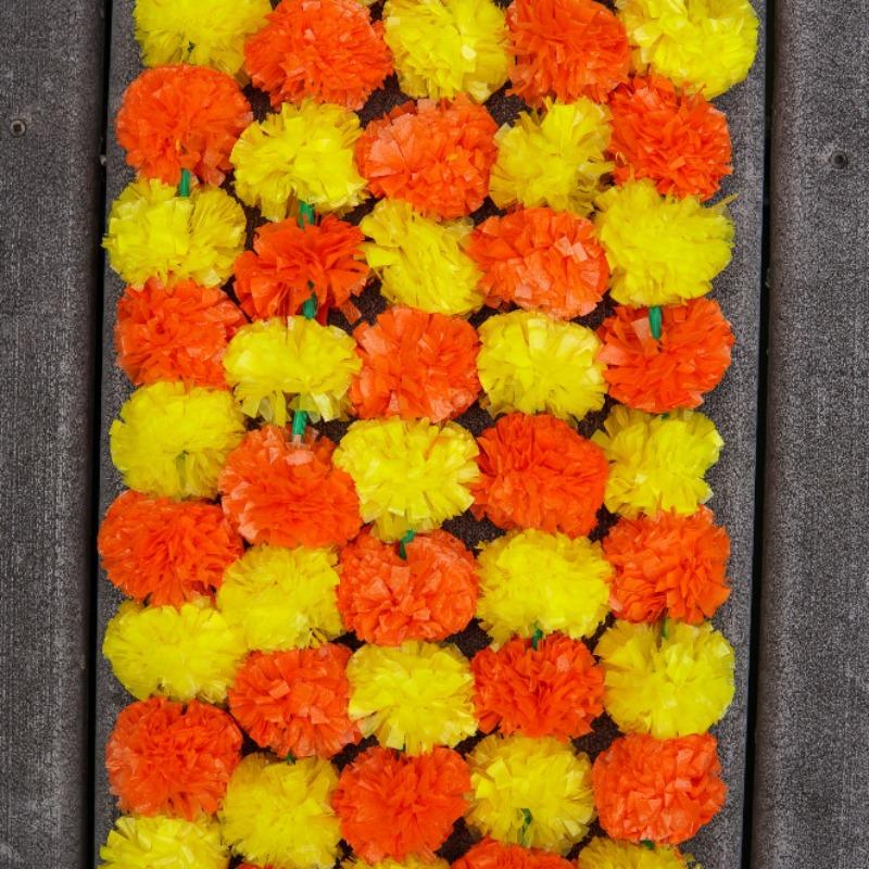 yellow orange marigold garland for party decoration