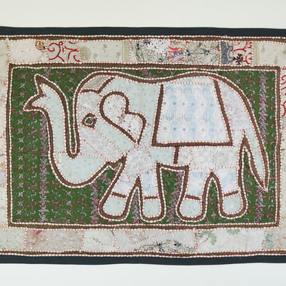 Embroidered patchwork elephant wall art