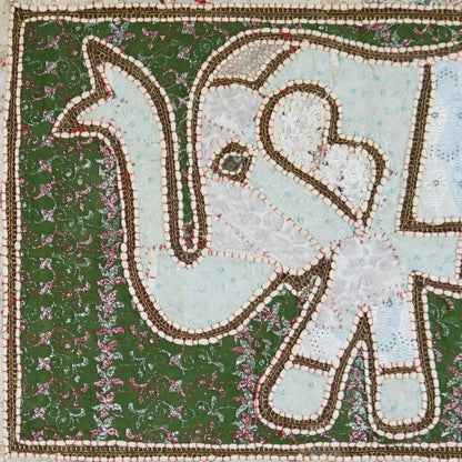 Embroidered patchwork elephant wall art